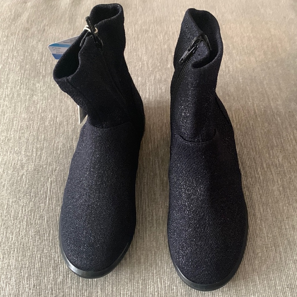 New Zara Girls Navy Blue Sequin Ankle Boots Size 9.5